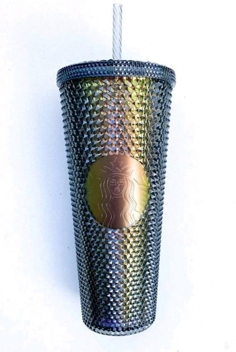 NEW Starbucks Black Studded Tumbler Venti 24 Ounce Cup Iridescent Unicorn NEW